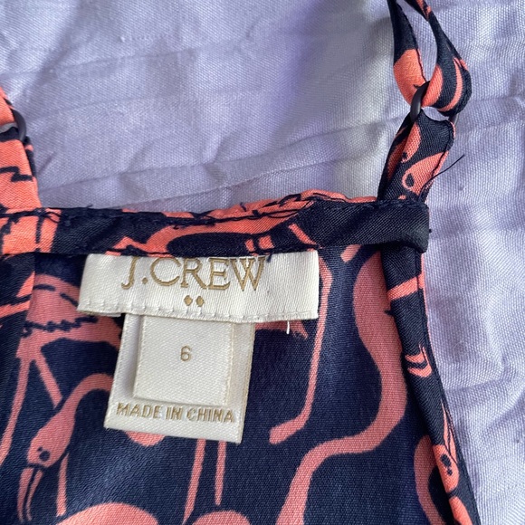 J Crew Flamingo Print Tank Top/Cami size 6 Racerback Navy/Pink Summer Fun - Picture 3 of 3